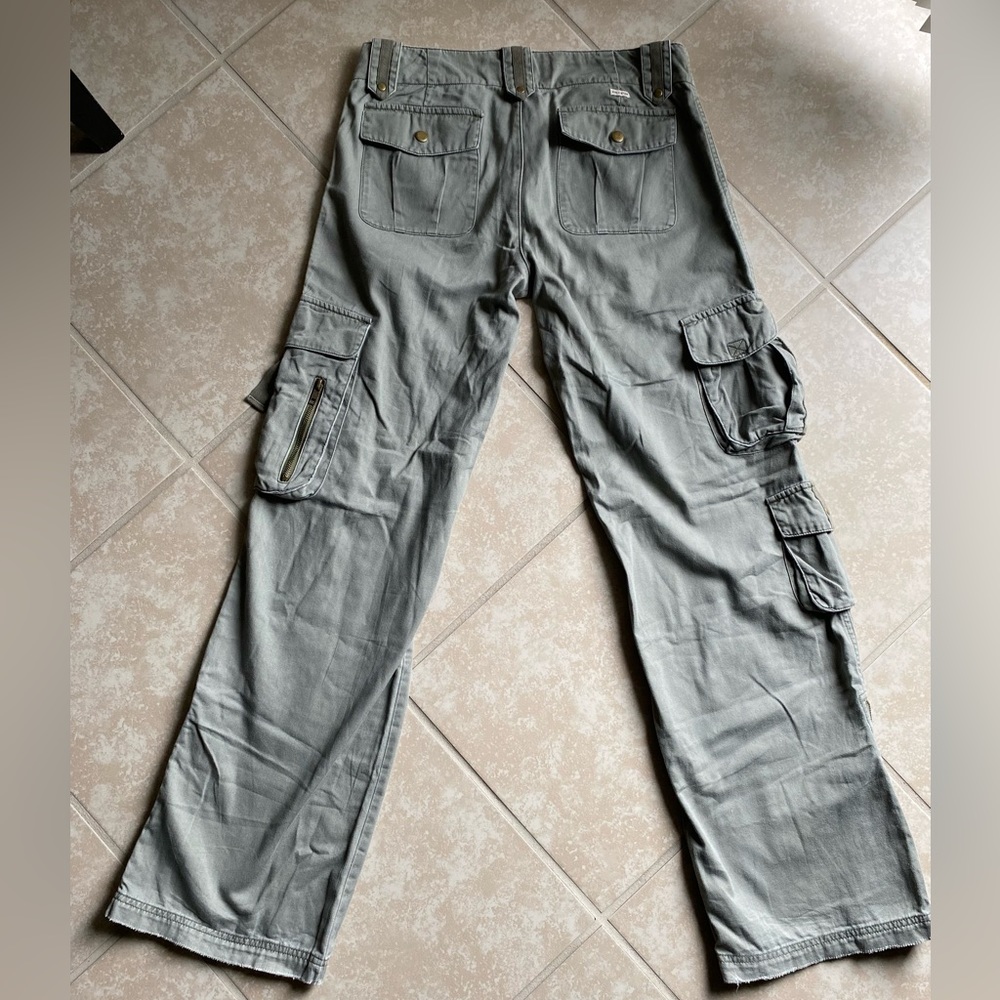 Y2k Hollister sage green cargo khaki low rise flare jeans - Picture 13 of 16